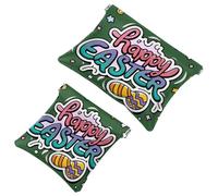 2Pcs Happy Easter Creative Font-1244 Borsa cosmetica tascabile per borse, borsa per il trucco impermeabile sacchetto cosmetico, portatile, senza cerniera, Multicolore 06, A:7.1x5.8in/18x14.8cm,B