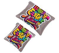 2Pcs Happy Easter Creative Font-1244 Borsa cosmetica tascabile per borse, borsa per il trucco impermeabile sacchetto cosmetico, portatile, senza cerniera, Multicolore 07, A:7.1x5.8in/18x14.8cm,B