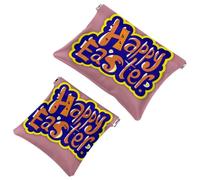 2Pcs Happy Easter Creative Font-1244 Borsa cosmetica tascabile per borse, borsa per il trucco impermeabile sacchetto cosmetico, portatile, senza cerniera, Multicolore 08, A:7.1x5.8in/18x14.8cm,B