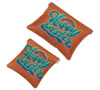 2Pcs Happy Easter Creative Font-1244 Borsa cosmetica tascabile per borse, borsa per il trucco impermeabile sacchetto cosmetico, portatile, senza cerniera, Multicolore 02, A:7.1x5.8in/18x14.8cm,B