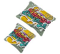 2Pcs Happy Easter Creative Font-1244 Borsa cosmetica tascabile per borse, borsa per il trucco impermeabile sacchetto cosmetico, portatile, senza cerniera, Multicolore 04, A:7.1x5.8in/18x14.8cm,B