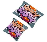 2Pcs Happy Easter Creative Font-1277 Borsa cosmetica tascabile per borse, borsa per il trucco impermeabile sacchetto cosmetico, portatile senza cerniera borsa per il trucco, Multicolore 02, A