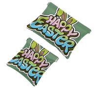 2Pcs Happy Easter Creative Font-1277 Borsa cosmetica tascabile per borse, borsa per il trucco impermeabile sacchetto cosmetico, portatile senza cerniera borsa per il trucco, Multicolore 10., A