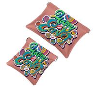 2Pcs Happy Easter Creative Font-1277 Borsa cosmetica tascabile per borse, borsa per il trucco impermeabile sacchetto cosmetico, portatile senza cerniera borsa per il trucco, Multicolore 07, A