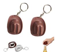 2PCS Hat Bottle Opener Keychain, Portable Western Texas Style Metal Beer Openers - Rustic Western Bottle Opener Keychain, Suitable Decoration for Men and Beer Lovers (2*Milk Coffee)