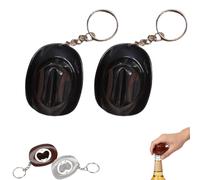 2PCS Hat Bottle Opener Keychain, Portable Western Texas Style Metal Beer Openers - Rustic Western Bottle Opener Keychain, Suitable Decoration for Men and Beer Lovers (2*Black)