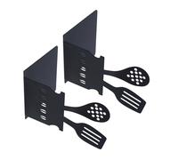 2Pcs Heavy Duty Iron Bookends Kitchen Themed - Space Saving Metal Organiser For Home Office Artistic Shelf Organizers Kitchen