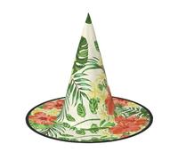 2pcs hojas tropicales y flores cappello da strega di Halloween per le donne tesa larga pieghevole a punta cappello per festa di Halloween