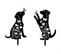 2PCS Hollow Dog Garden Decoration Stakes Iron Art per Estetica