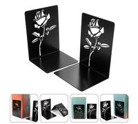 2pcs Hollow Rose Desktop Bookend Metal Durevole Book Bookshelf Accessorio