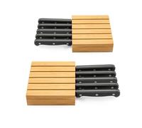 2pcs Inserto Portacoltelli da Cassetto in Bambù, Porta Posate Cucina Cassetto per 10 Coltelli, Porta Utensili per Cassetto, Cassetto Ceppo Coltelli da Cucina, Blocco Portacoltelli da Cucina Vuoto