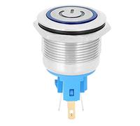 2Pcs Interruttore a pulsante Interruttore a pulsante momentaneo 22mm AC220V IP65 Pulsante di ripristino del livello di protezione con (blu)