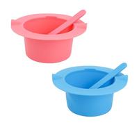 2Pcs kit fodere riscaldanti in silicone per scaldacera, ciotola antiaderente di ricambio. Riutilizza con 2 spatole per rimozione peli (Blu&rosa)