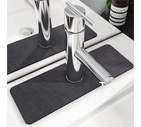 2pcs Kitchen Sink Faucet Splash Guard Super Absorbent Fast Drying Mat Water Drying Pads Sink Gadgets Behind Faucet Sink Mat Dish Drying Mat Sponge Holder for Kitchen Bathroom