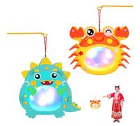 2Pcs Lanterna Bambini, Lanterna con Bastone LED, 2024 nuovo modello Lanterna Creativa Bambini,Lanterna Bambini, Forma di Granchi e Dinosauri, Lanterna San Martino, Halloween, Natale