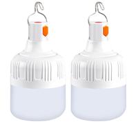 2Pcs Lanterna da Campeggio LED, USB Ricaricabile Lampadina da Lavoro a Sospensione, 3 Modalità Dimmerabili, 500 Lumen Impermeabile Portatile Luce Esterna per Camping Emergenza Tenda Giardino