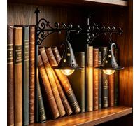 2PCS Lanterne Decorative Led Per Libreria,Luci Vintage Sospese,Lampada Con Base Stile Fermalibri,Decorazione Letteraria Miniatura Per Angolo Lettura,Biblioteca Domestica O Studio，Lampione，Witch's hat