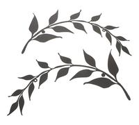 2pcs Leaf Wall Decor Vine Wall Decor Olive Branch Leaf Metal Wall Art Wall Hanging Sign Black Art Wall Decor