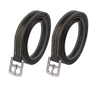 2pcs Leather Stirrup 125/135cm Microfiber Soft Strap Metal Buckle With Adjustment Holes, Equestrian Supplies Accessories Per Equestre(Black 135cm)