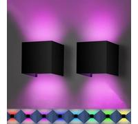 2pcs,LED Applique Esterno/Interno, APP Controllo Dimmerabile Impermeabile IP65 Lampada Da Giardino, Angolo Del Fascio Regolabile, Colore RGB+3000K Luce Ambientale Illuminazione Alta E Bassa Nero