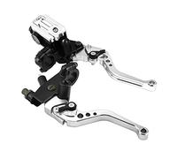 2pcs Leve Freno e Frizione Regolabili, Keenso 7/8 "Freno Moto Universale Leve Serbatoio Cilindro Maestro Frizione per Moto(Silver)