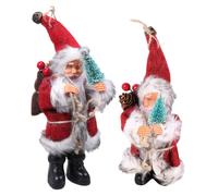 2PCS Lint Christmas Plush Santa Hanging Doll Ornament Decoration Articoli per