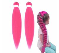 2pcs Long Purple Braiding Hair,26-inch Jumbo Crochet Braids,Pre-Stretched Synthetic Hair, Braided Wig Extensions for Stage Party,Halloween,Anime,and Cosplay,for Men and Women (Pink)