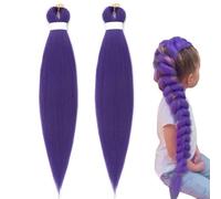 2pcs Long Purple Braiding Hair,26-inch Jumbo Crochet Braids,Pre-Stretched Synthetic Hair, Braided Wig Extensions for Stage Party,Halloween,Anime,and Cosplay,for Men and Women (Purple)