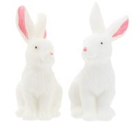 2Pcs Lovely Rabbit Bonsai Decor Micro Landscape Prop Mini Decktop Ornament White
