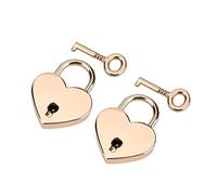 2pcs Lucchetto con chiave, a forma di cuore scheletro chiave con serratura, zinco metallo lucchetto per bagagli Diary Jewelry Box Rose Gold