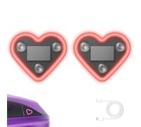 2PCS Luce ambientale a forma di cuore per auto, luce al neon a LED per auto senza fili alimentata da energia solare, luci dell'atmosfera interna per auto, decorazione finestra (Red)