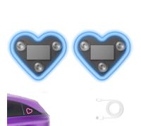 2PCS Luce ambientale a forma di cuore per auto, luce al neon a LED per auto senza fili alimentata da energia solare, luci dell'atmosfera interna per auto, decorazione finestra (Blue)