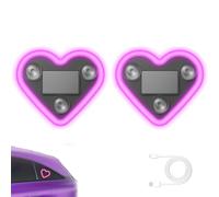 2PCS Luce ambientale a forma di cuore per auto, luce al neon a LED per auto senza fili alimentata da energia solare, luci dell'atmosfera interna per auto, decorazione finestra (Pink)