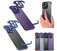 2Pcs Luxury Corner Edge Pad Lens Protector for IPhone 14/13/12 Pro Max, Case and Camera Lens Protector with Silicone Bumper, Frameless Slim/Ultra-Thin Lightweight Case (For iPhone 13,Blue+Purple)