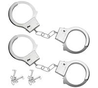 2Pcs Manette della Polizia Giocattolo Adatte a Bambini, con 4 Chiavi, in Metallo per Feste di Ruolo Giochi per Sicurezza Regalo Cosplay