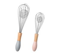 2pcs maniglia in legno frullino per le uova in acciaio inossidabile frusta a