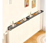 2pcs Mensola Sopra Termosifone, il Design a Griglia non Influisce Sulla Dissipazione del Calore, Materiale in Ferro, Senza Foratura per Soggiorno/Cucina/Bagno(Black,40x12cm/16x4.7in)