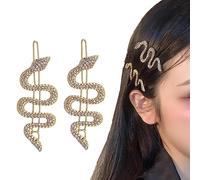 2PCS Metallo Serpente Capelli Clip, Lega Vintage Barrettes Capelli, Spille Per Capelli Serpente Di Cristallo, Set Di Clip Per Capelli Twists, Accessori Di Gioielleria Per Ragazze E Donne(Gold)