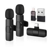 2PCS Microfono Wireless, MXTIMWAN Microfono per Smartphone con Cancellazione del Rumore, Microfono Lavalier Wireless per Telefoni Cellulari/Laptop iPhone/Android per Registrazione Vlog, YouTube,TikTok