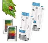 2pcs Microscopio Tascabile Per Bambini, Mini Microscopio Bambini, 80x-120x Mini Tascabile Con Luce Led, Set Educativo Con 2 Microscopi E 2 Set Di 12 Campioni (Blu*2pcs)