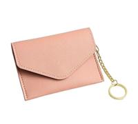 2pcs Mini Women's Ultra Thin Card Holder Wallet with Keychain PU Leather Hasp Case Business Cover Lady Coin Money Pouch(Pink)