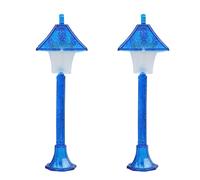 2PCS Miniatura Nero Luce di Via Modello Per La Decorazione Delle Case Delle Bambole E Disegni Paesaggio Lampada Stradale Per Giardino Scena Bambole Illuminazione
