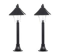 2PCS Miniatura Nero Luce di Via Modello Per Le Case Delle Bambole Decorazione E Paesaggio Disegni Lampione Stradale Per La Scena Del Giardino Case Delle