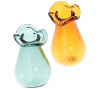 2Pcs Miniature Dollhouse Glass Vase Set Multicolor Craft Decorations