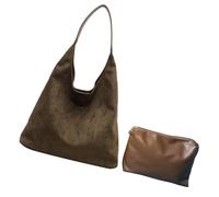 2pcs Moda Donna Borsa Grande Capacità Borsa A Tracolla Con Piccola Borsa Trucco Slouchy Ascelle Borse Per Uso quotidiano Soft Shopper, Verde, One Size