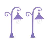 2PCS Modello In Miniatura Nero Luce Di Via Per La Decorazione Delle Case Delle Bambole E Disegni Paesaggio Lampione Stradale Per Scena Giard