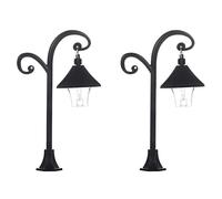 2PCS Modello In Miniatura Nero Luce Di Via Per La Decorazione Delle Case Delle Bambole E Disegni Paesaggio Lampione Stradale Per Scena Giard