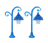 2PCS Modello In Miniatura Nero Luce Di Via Per La Decorazione Delle Case Delle Bambole E Disegni Paesaggio Lampione Stradale Per Scena Giard