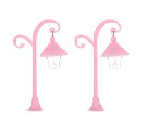 2PCS Modello In Miniatura Nero Luce Di Via Per La Decorazione Delle Case Delle Bambole E Disegni Paesaggio Lampione Stradale Per Scena Giard