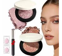 2Pcs Multicolor Metallic Eyeshadow,Buildable, Shimmering Metallic Eyeshadow,Smudge-Proof,High Pigment Waterproof Monochrome Eyeshadows (Rose Gold+skin Tone, J3307)